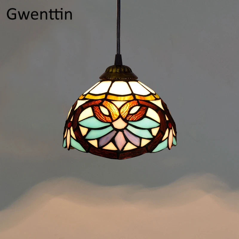 Vintage Tiffany Pendelleuchte aus dekorativem Glas für modernes Interieur - vue 14 sur 28