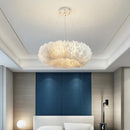 lustre nordique moderne avec plumes led pour décoration intérieure