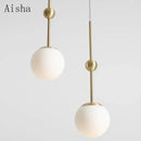 lustre en verre doré design créatif trois têtes éclairage moderne