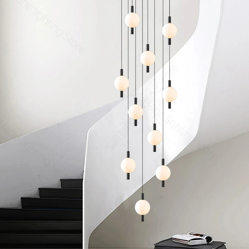 Lustre boule moderne décoration de la maison salon lumière minimaliste appartement cuisine concepteur suspendu escalier lustre