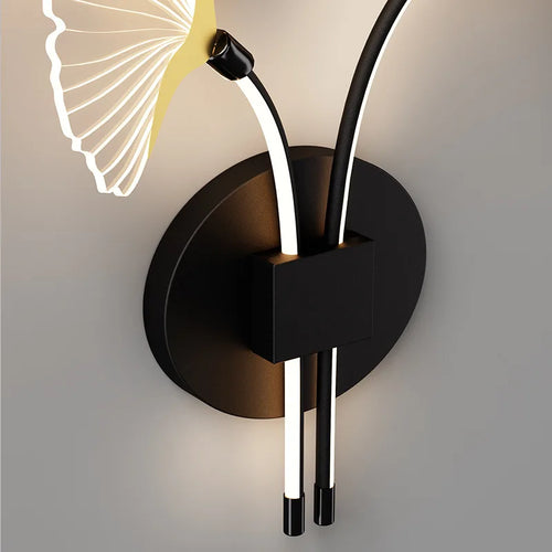 applique murale led en forme de feuille de ginkgo décorative