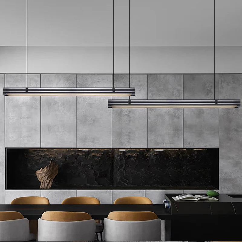 Lustre long en verre led design minimaliste - vue 4 sur 18