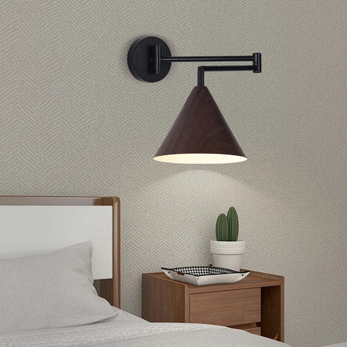 applique murale rotative en bois avec bras pivotant réglable - vue 6 sur 18