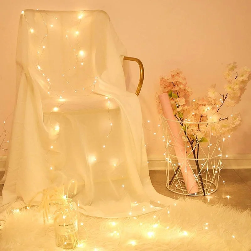 guirlande lumineuse led en cuivre pour décorations de fête et Noël - vue 4 sur 9