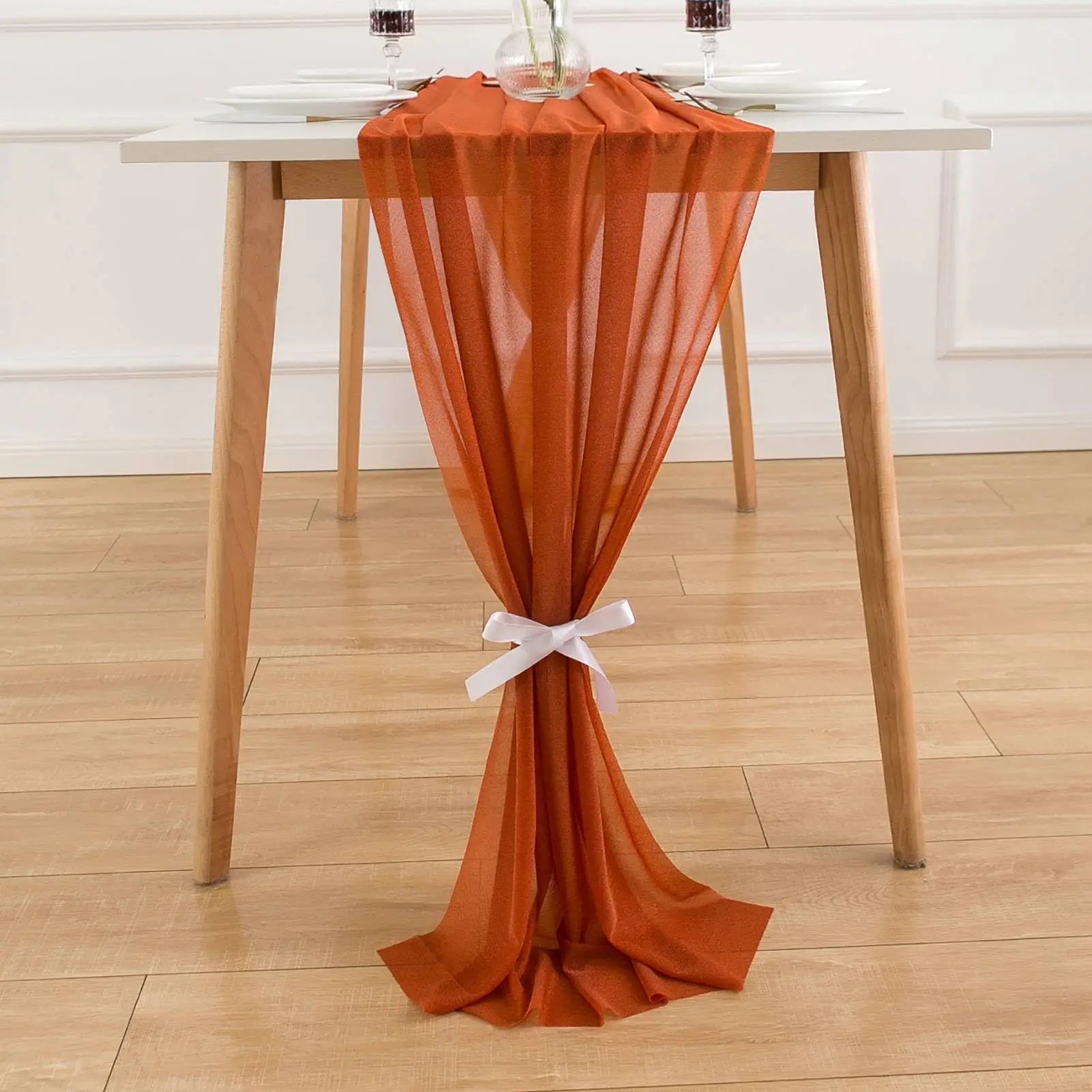 Chemin de table mousseline transparent bohème lot 4 - vue 4 sur 7