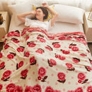 Plaid polaire motifs floraux et carreaux style doux