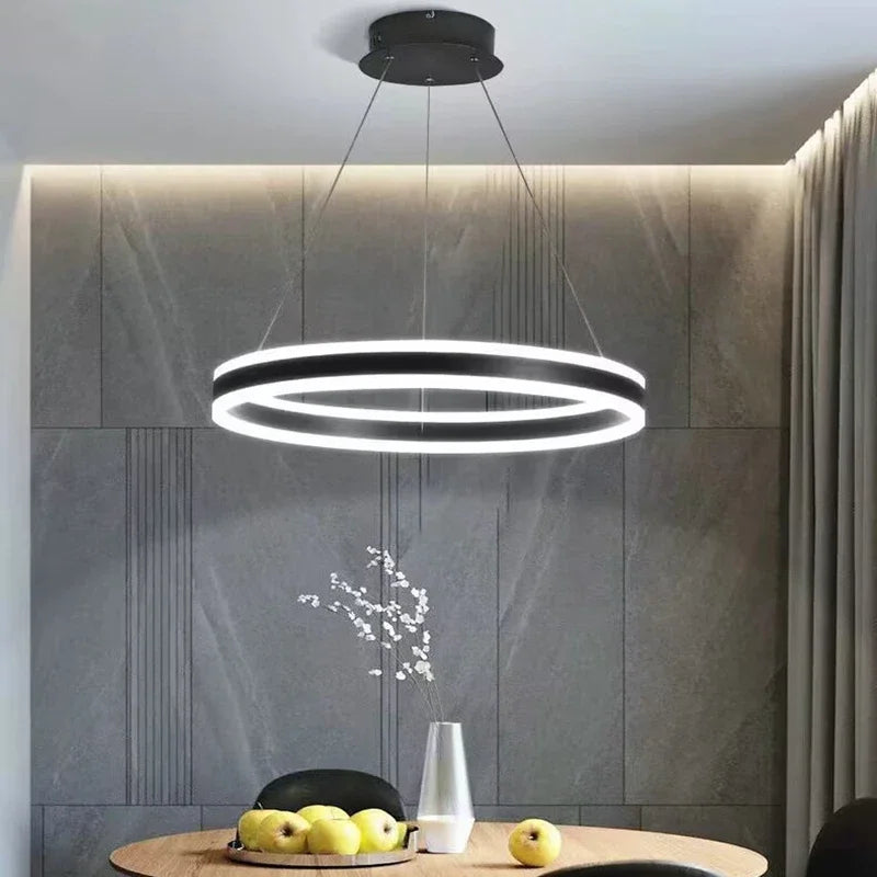 Moderner LED-Kronleuchter höhenverstellbar für stilvolle Wohnräume - vue 4 sur 10