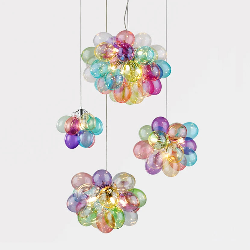 lustre led en boule de verre bulle suspension décoration - vue 6 sur 14