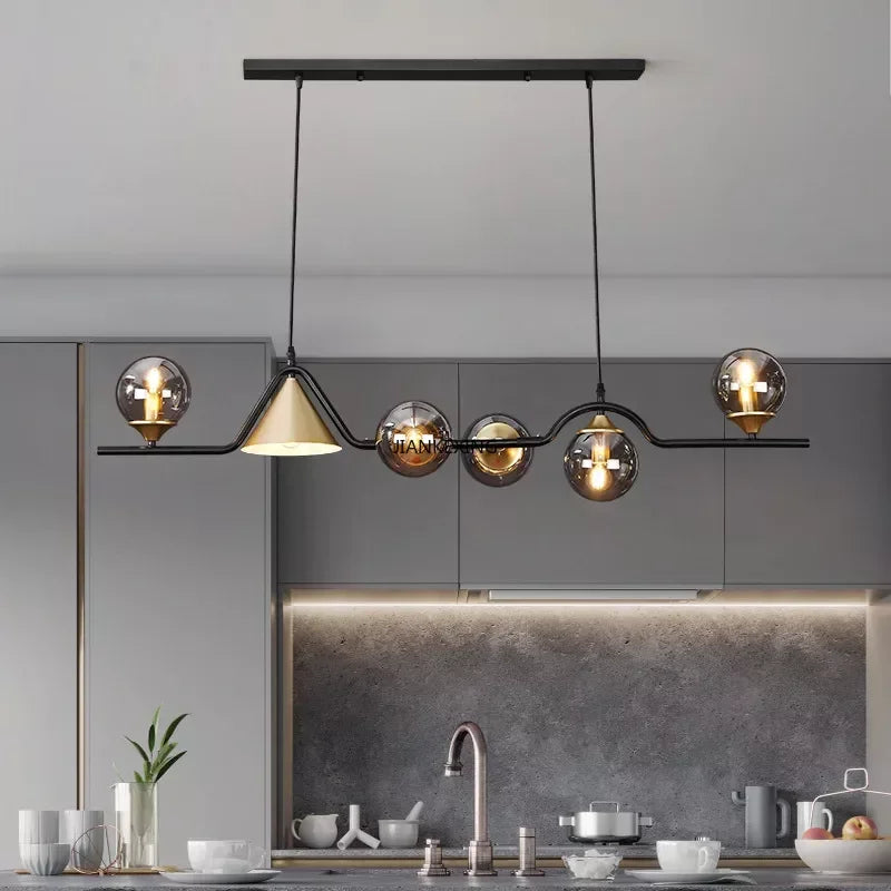 lustre led en verre pour bar et décoration de maison - vue 4 sur 9
