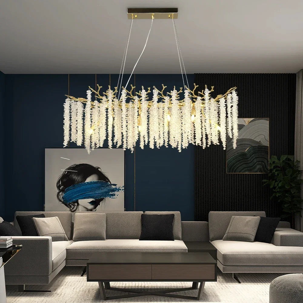 lustre rectangulaire en cristal pour décoration intérieure moderne - vue 3 sur 6