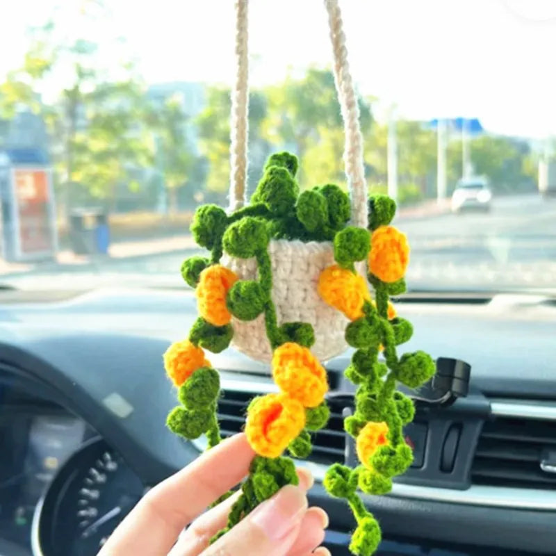 crochet suspendu créatif pour décoration de voiture plante en pot - vue 4 sur 34