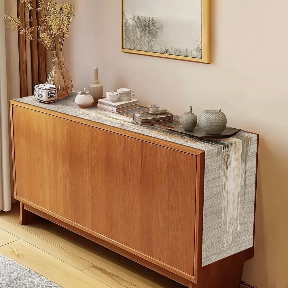 Chemin de table motifs rayures abstraites style minimaliste - vue 3 sur 6