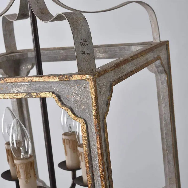 lustre rétro en bois massif style rural français américain - vue 5 sur 6