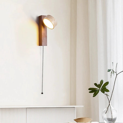 Wandleuchte aus Walnussholz mit LED und Drehschalter - vue 3 sur 9