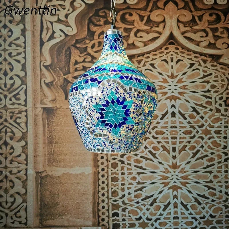 lustre en vase d'art bohème pour décoration intérieure artisanale - vue 7 sur 13