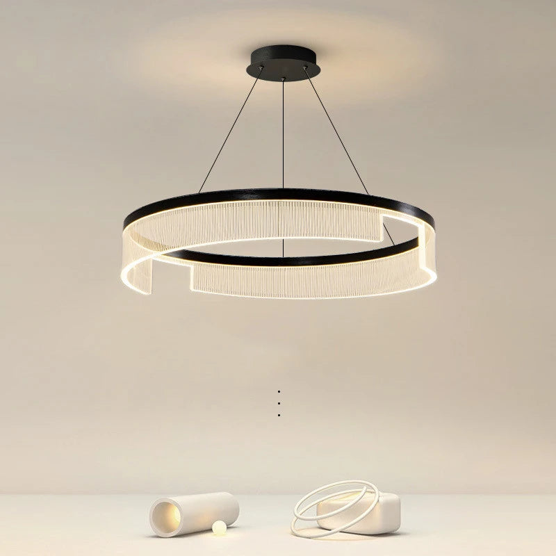 lustre à led circulaire en aluminium et acrylique pour intérieur décoratif - vue 6 sur 24