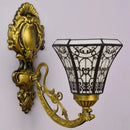 Tiffany Wandleuchte im Retro-Design mit Sonnenblumen-Motiv und Spiegel