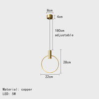 lustre minimaliste en laiton à 3 anneaux avec gradation variable