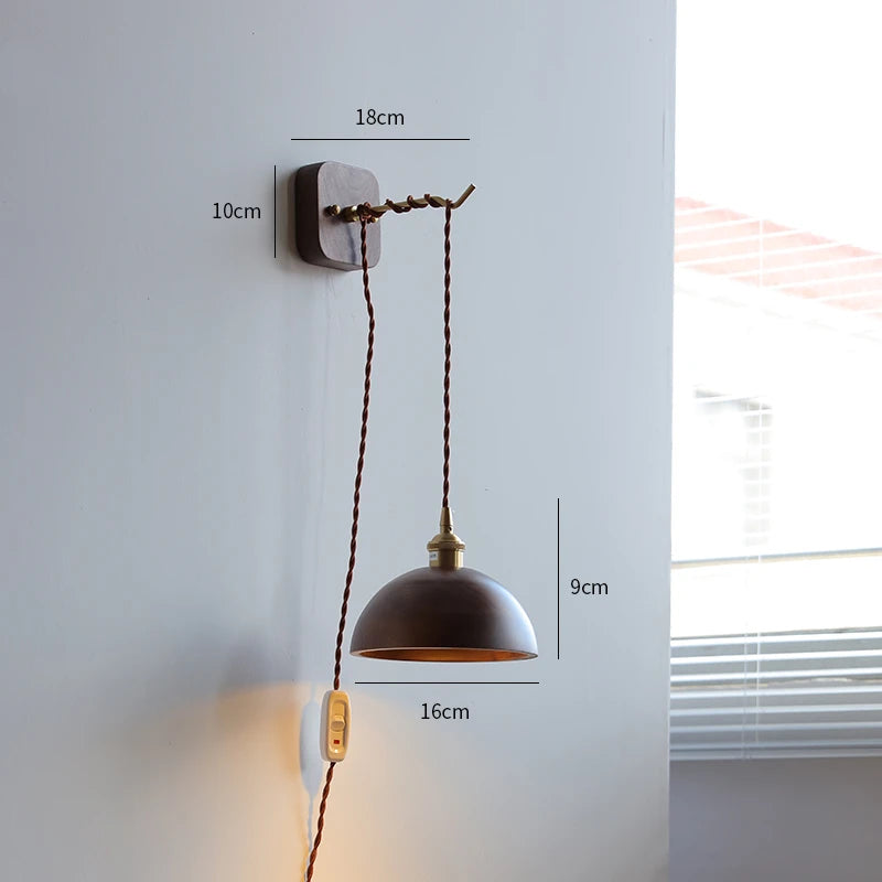Moderne Wandleuchte aus Nussbaum für Schlafzimmer und Wohnzimmer - vue 12 sur 23