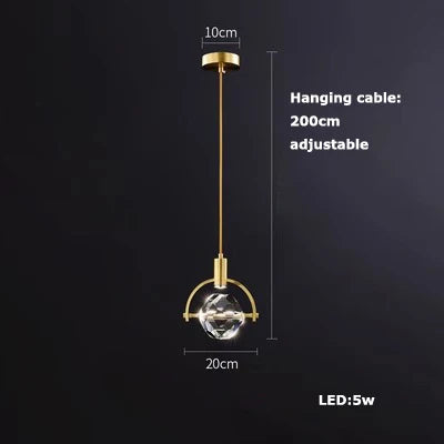 suspension en verre cristal art déco avec éclairage led - vue 8 sur 25