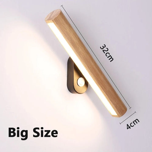 LED-Wandleuchte aus abgerundetem Holz, drehbar - vue 8 sur 8