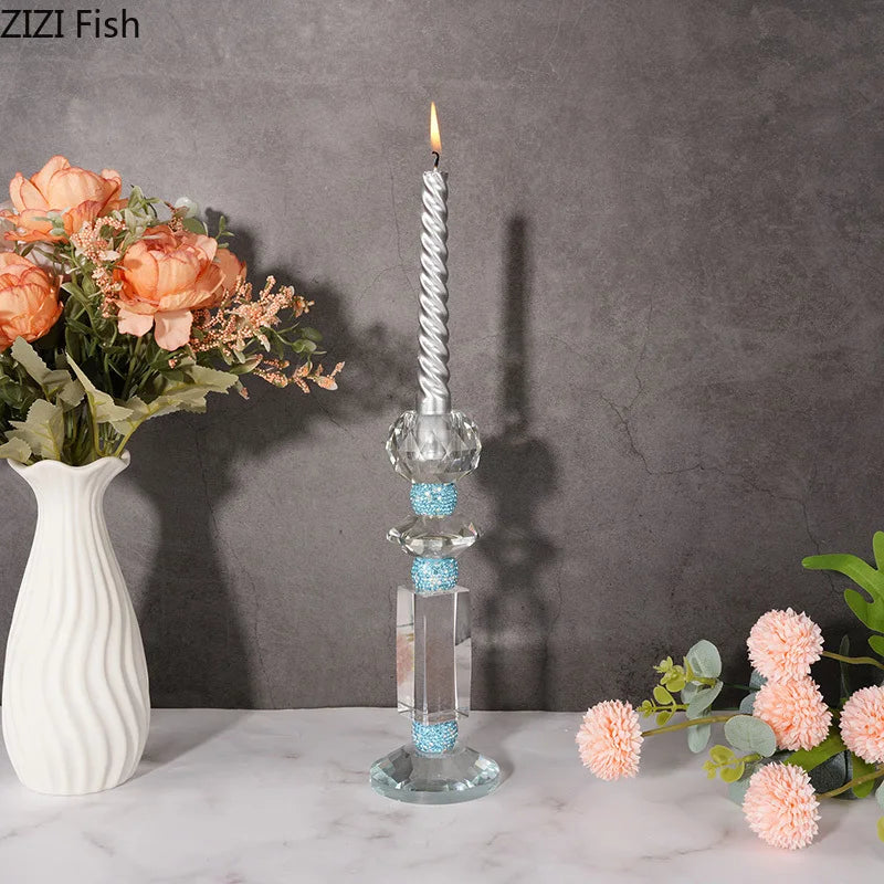bougeoir en cristal géométrique pour décoration moderne et romantique - vue 4 sur 6