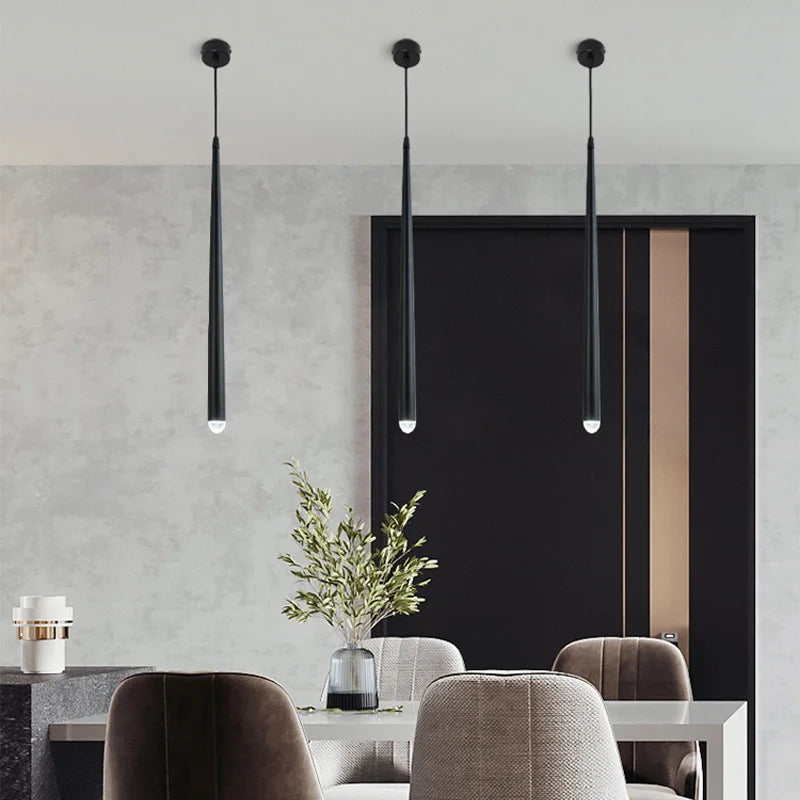 suspension conique en tube long en acrylique et cuivre pour bar et magasin