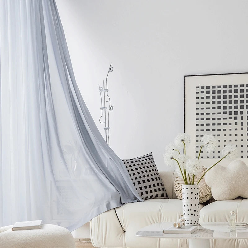 Rideau minimaliste translucide plissé isolant pour salon chambre