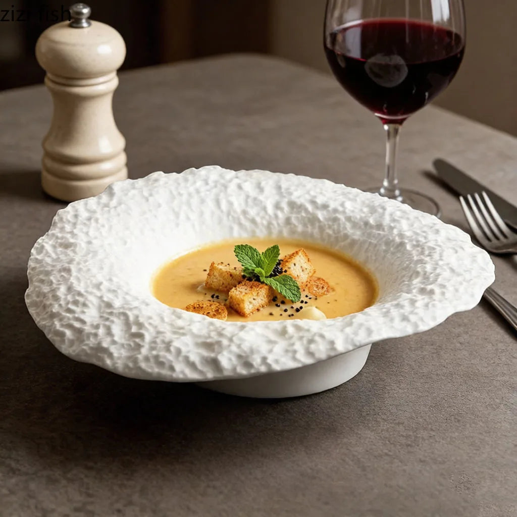 Assiette bol ceramique texture roche style chapeau champignon - vue 2 sur 7