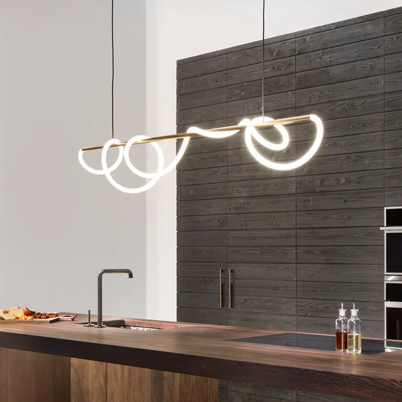 lustre led moderne long tuyau minimaliste pour bar - vue 6 sur 25