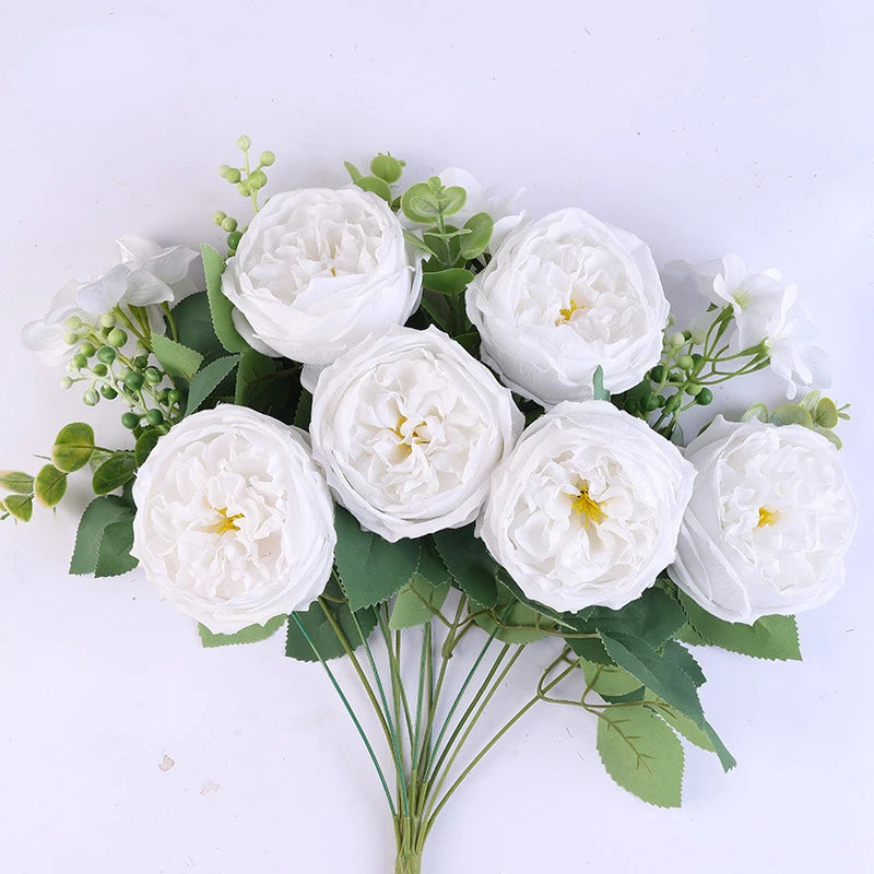 bouquet de roses artificielles en soie pour décoration intérieure - vue 7 sur 16