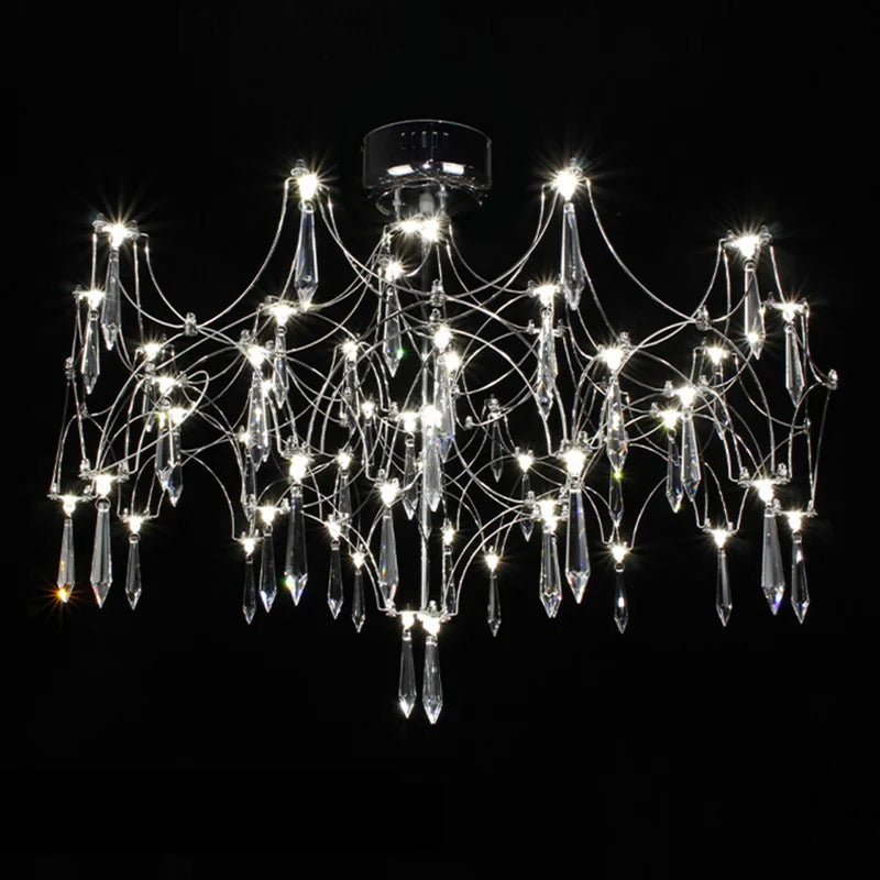lustre post-moderne cube de lumière en cristal acier inoxydable led - vue 5 sur 13