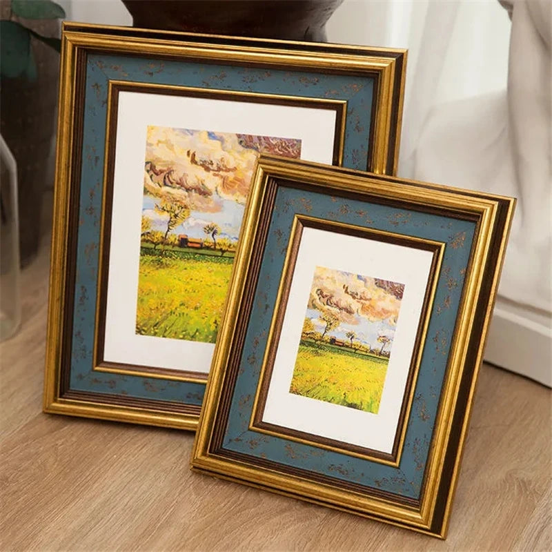 cadre photo rétro américain avec bordure dorée pour décoration intérieure - vue 4 sur 7