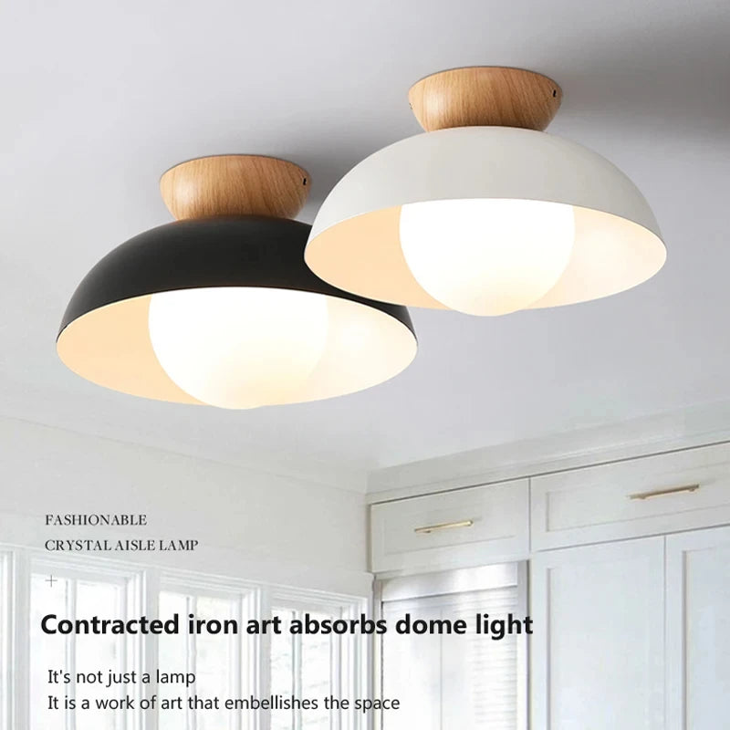 Suspension moderne à leds en bois avec abat-jour métal minimaliste - vue 7 sur 10