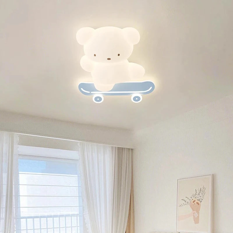 plafonnier ours skateboard lumineux pour chambre d'enfant moderne - vue 5 sur 8