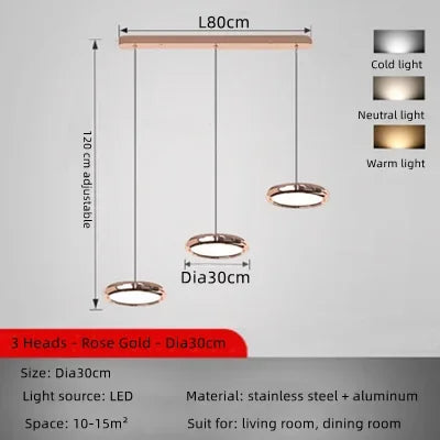 Moderne LED-Pendelleuchte aus Aluminium, rundes Design für Innenräume