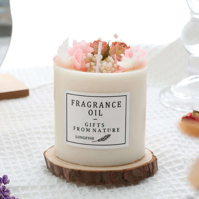 bougie parfumée fleurs séchées en cire de soja décorative et romantique - vue 9 sur 16