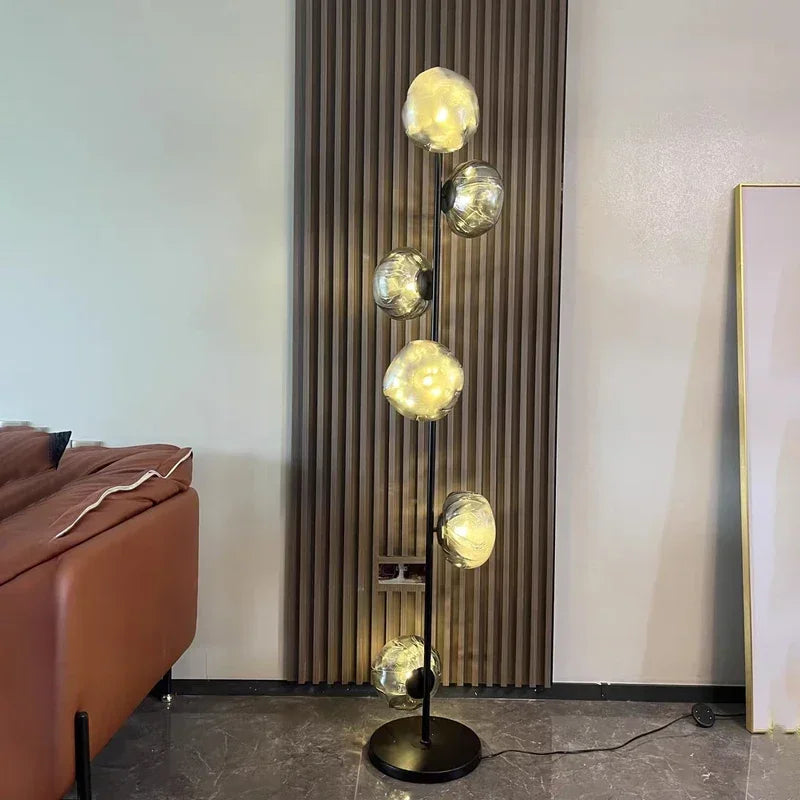 Scandinavia Glass Shade Led Floor Lamp Living Room Home Decor Corner Sofa Bedroom Bedside Standing Table Light - vue 6 sur 14