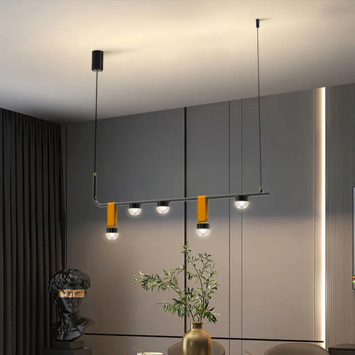 Design-Pendelleuchte aus Leder für ein helles und elegantes Interieur - vue 4 sur 7