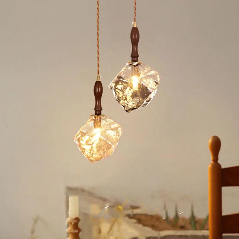 lustre en verre forme bloc de glace pour éclairage divers et - vue 4 sur 10
