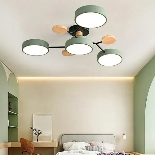 LED-Deckenleuchte aus Holz im nordischen Design für ein elegantes Interieur - vue 4 sur 22
