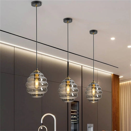Moderne Pendelleuchte aus nordischem Glas mit Kugelschirm - vue 6 sur 15
