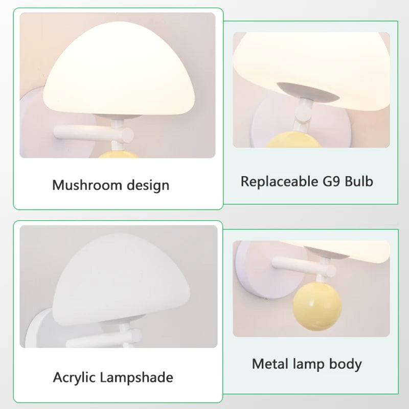 applique murale led en forme de champignon nordiques pour ambiance créative - vue 6 sur 11