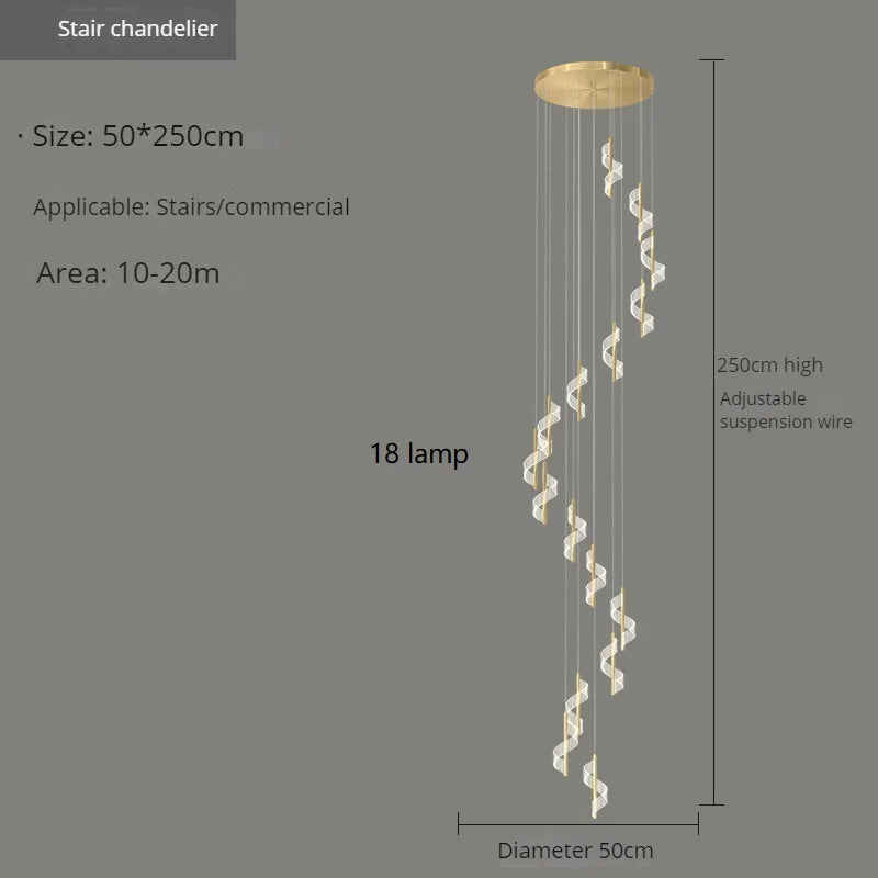 lustre led moderne nordique en acrylique à torsion spirale - vue 4 sur 12