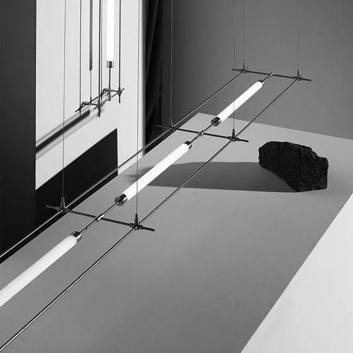 Industrieller LED-Kronleuchter extralang für Bar Studio Büro - vue 5 sur 8