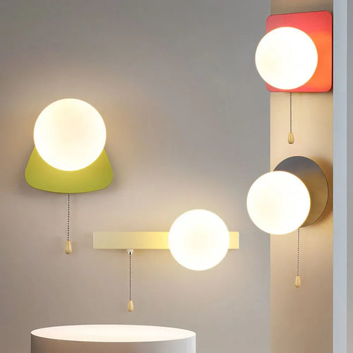 applique murale mini avec interrupteur boule acrylique en métal