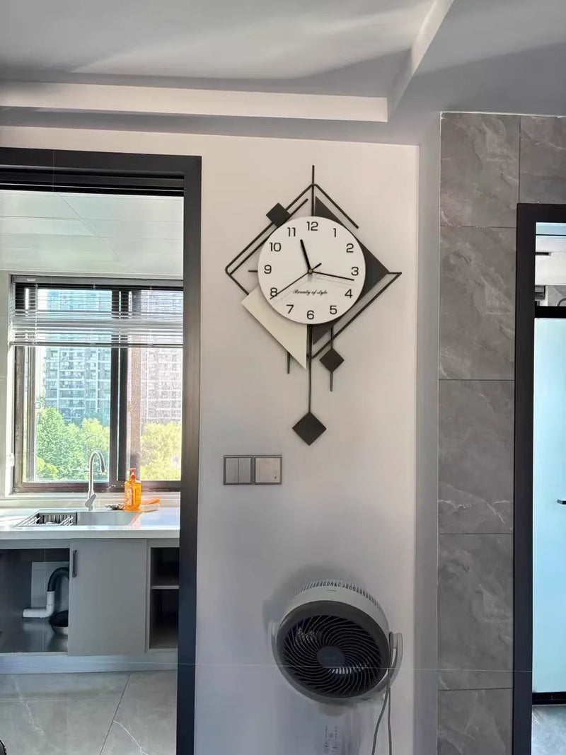New Design Creative Wall Art Clock, Silent Pendulum Clock, Living Room Wall Decor Clocks, Metal Home Wall Decorations, Large