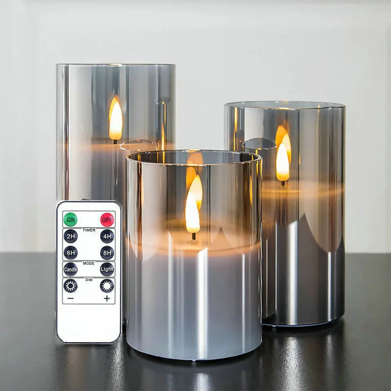 bougie pilier led rechargeable décorative avec télécommande en tube 3D - vue 11 sur 12