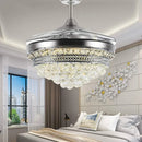 Kronleuchter-Deckenventilator chrom mit Kristall und wechselndem LED-Licht