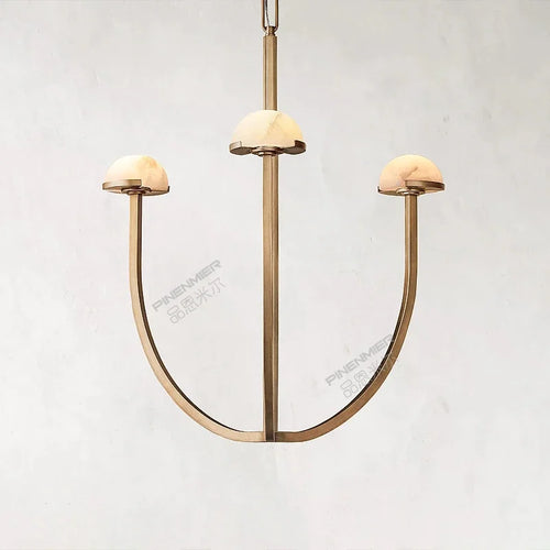 lustre en marbre naturel espagnol style rétro en cuivre et led